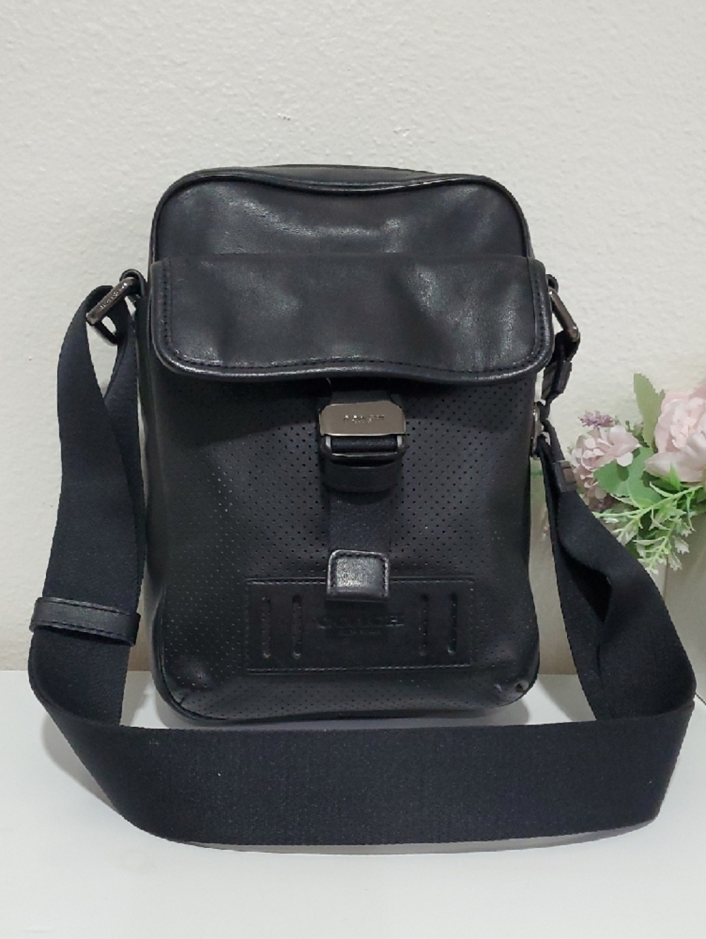 Rare Coach Ranger Shoulder/Crossbody Black Leather Unisex Bag - Picture 2 of 15